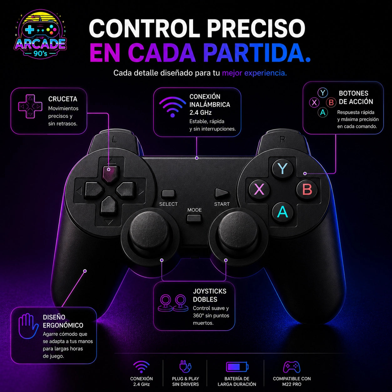 Mando Inalámbrico M22 Pro